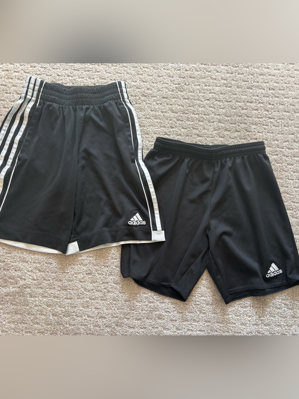 adidas Kids Black Athletic Shorts with White Trim - 2 Pack